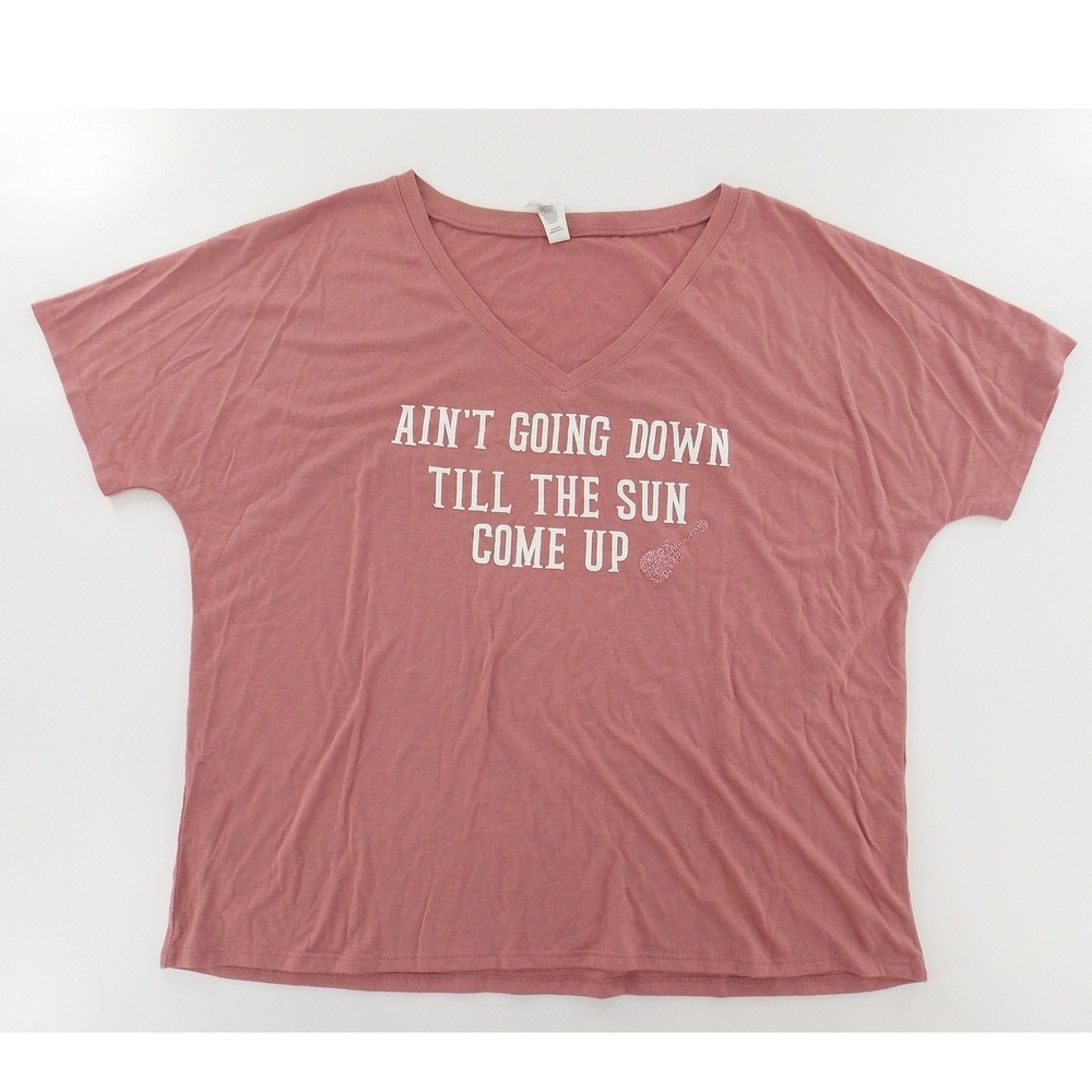 Bella + Canvas Graphic Tee Ain't Going‎ Down Sun Come Up Women Size L Mauve